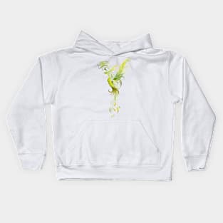 Fantastic Green Phoenix Bird Kids Hoodie